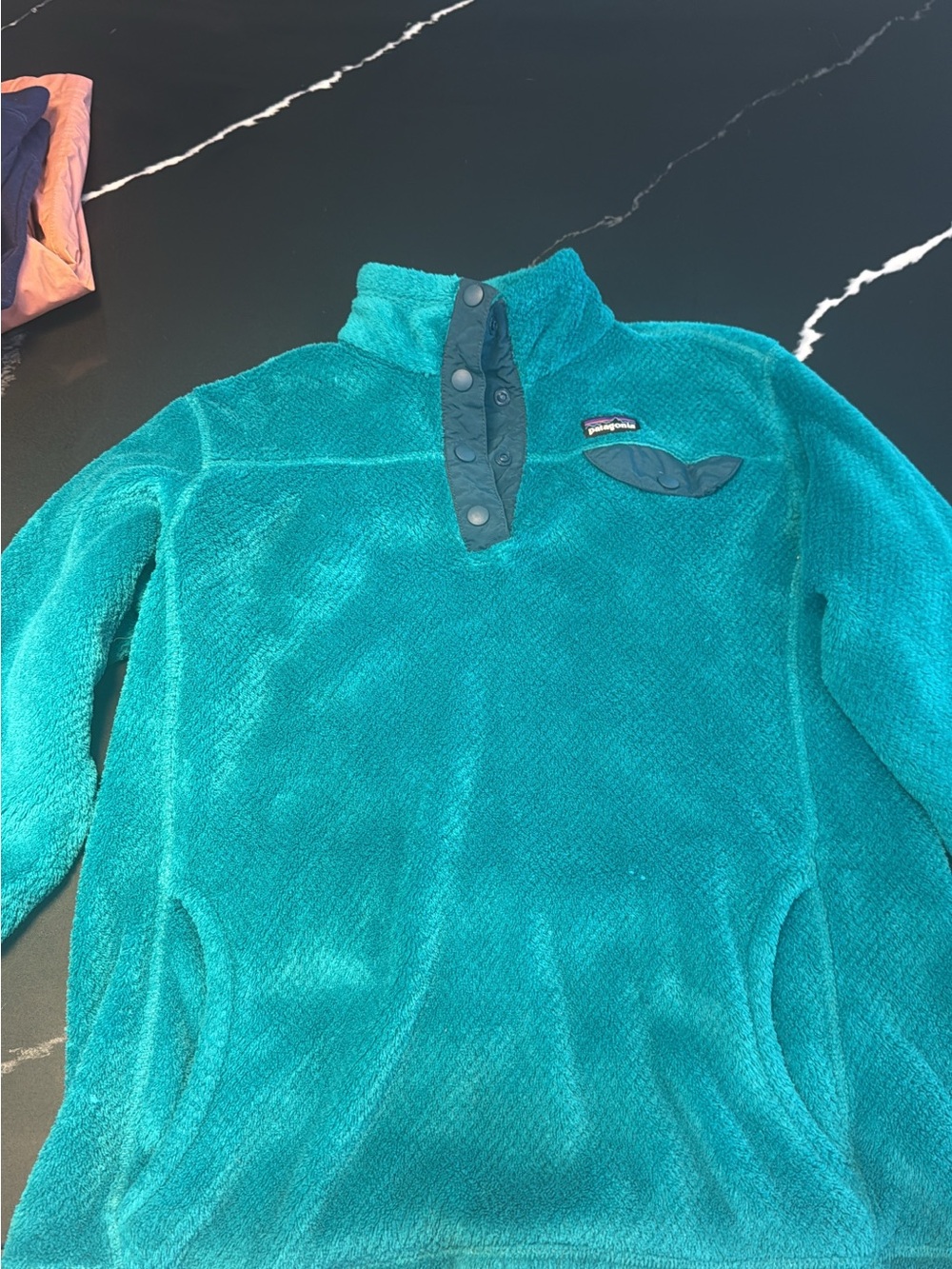Patagonia Girl’s Teal Quarter-Snap Fleece Pullover
